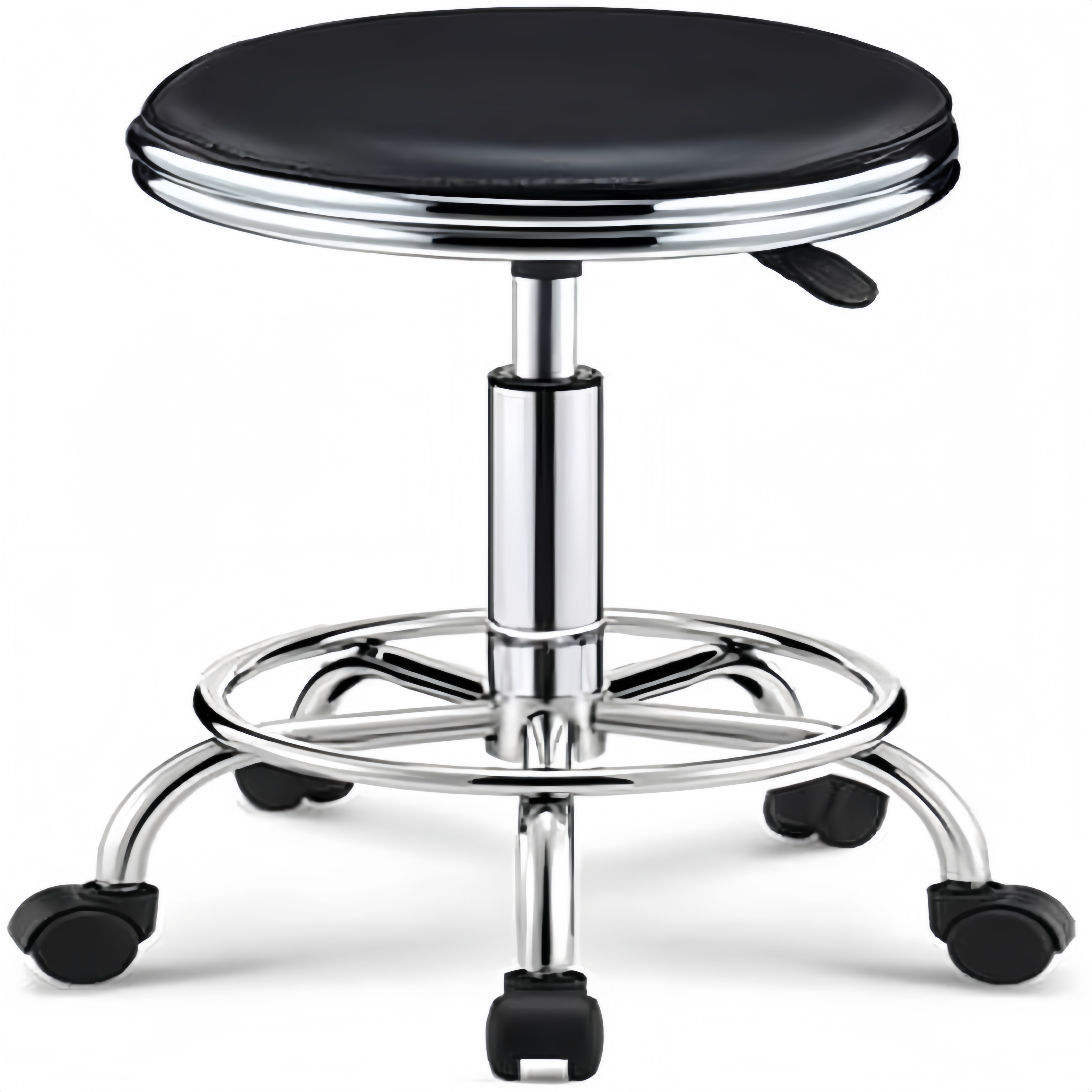 Leatherwork Tattoo - Round Rolling Stool with Foot Rest