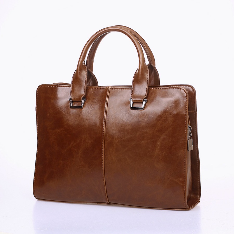 Leather Work Handbag - 【New Arrival】Vintage Brown Leather Briefcase, Men's