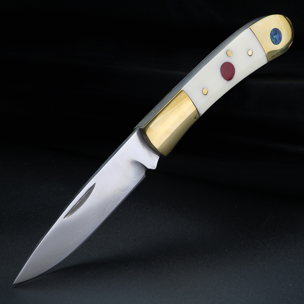 Bone Folder Tool - White cow bone brass handle outdoor