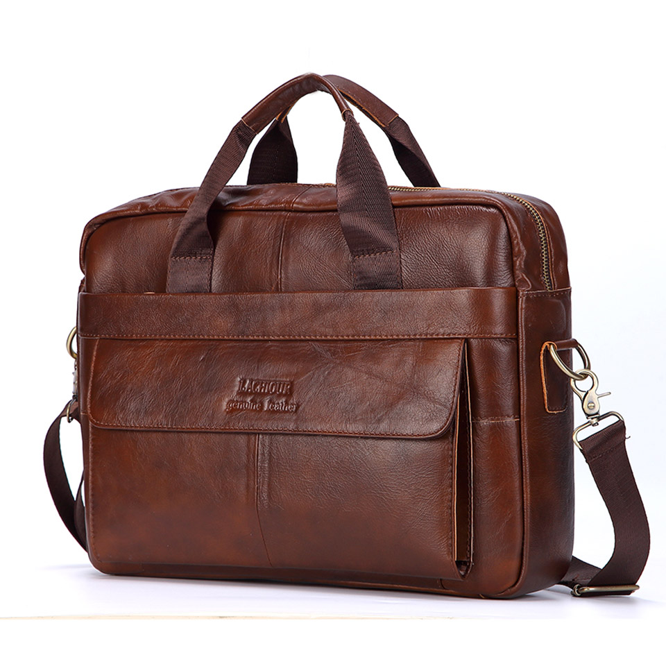 Leather Work Handbag - Men Genuine Leather Handbag Fashion Office