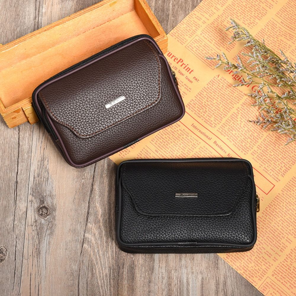 Leatherwork Bag - PU Leather Men Small Waist Bag