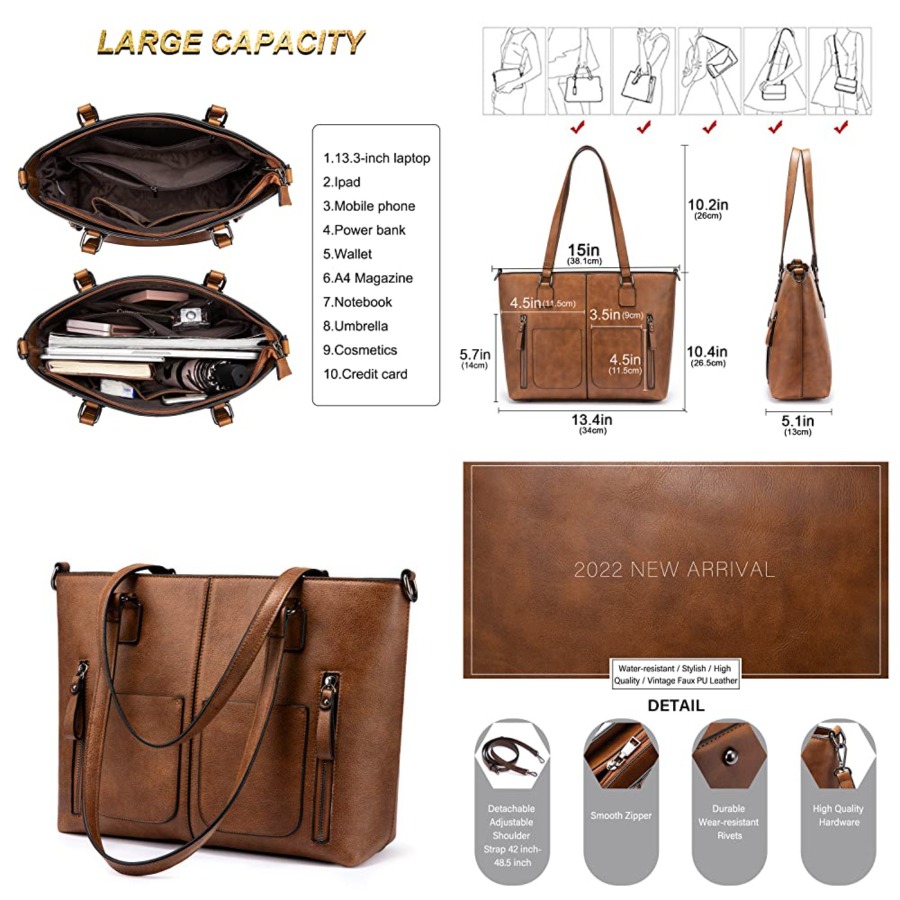 Leatherwork Bag - LOVEVOOK Purses Tote Bag for Women,