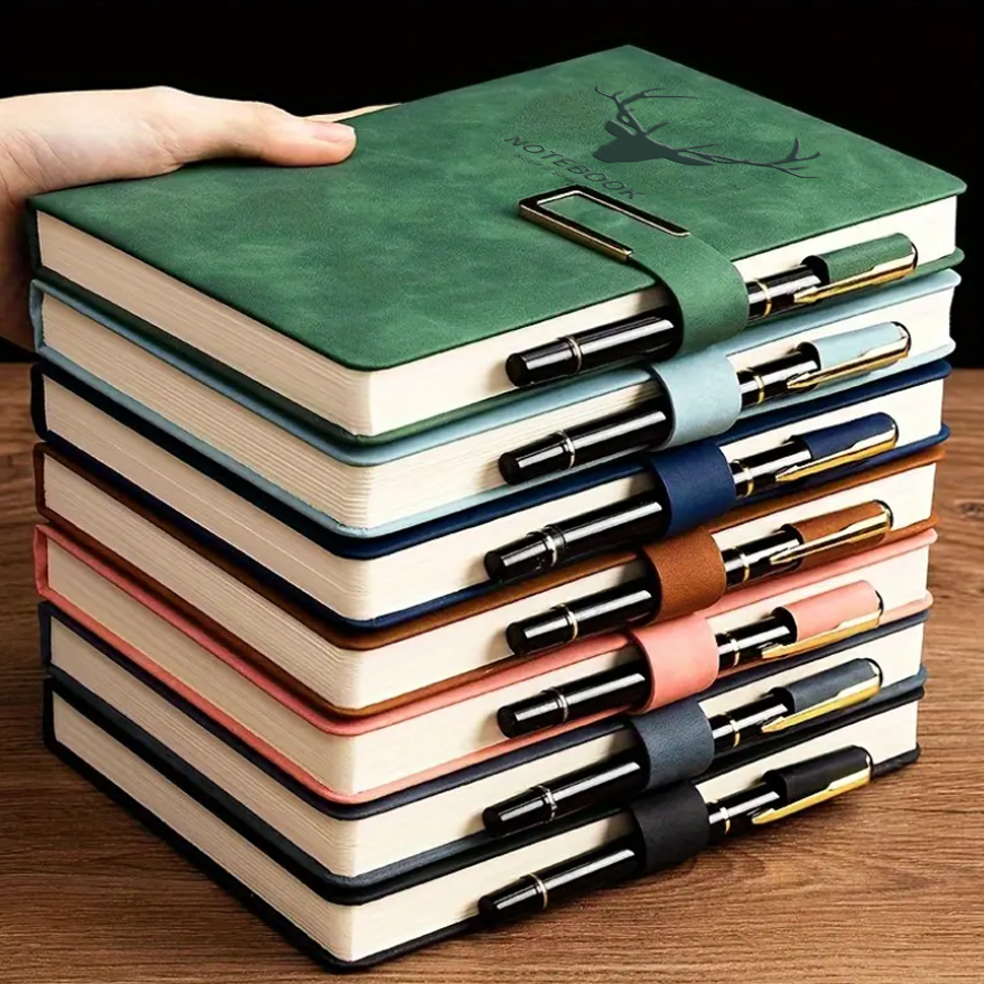Leather Work Notebook - 200pages A5 Leather Notebook with Leather