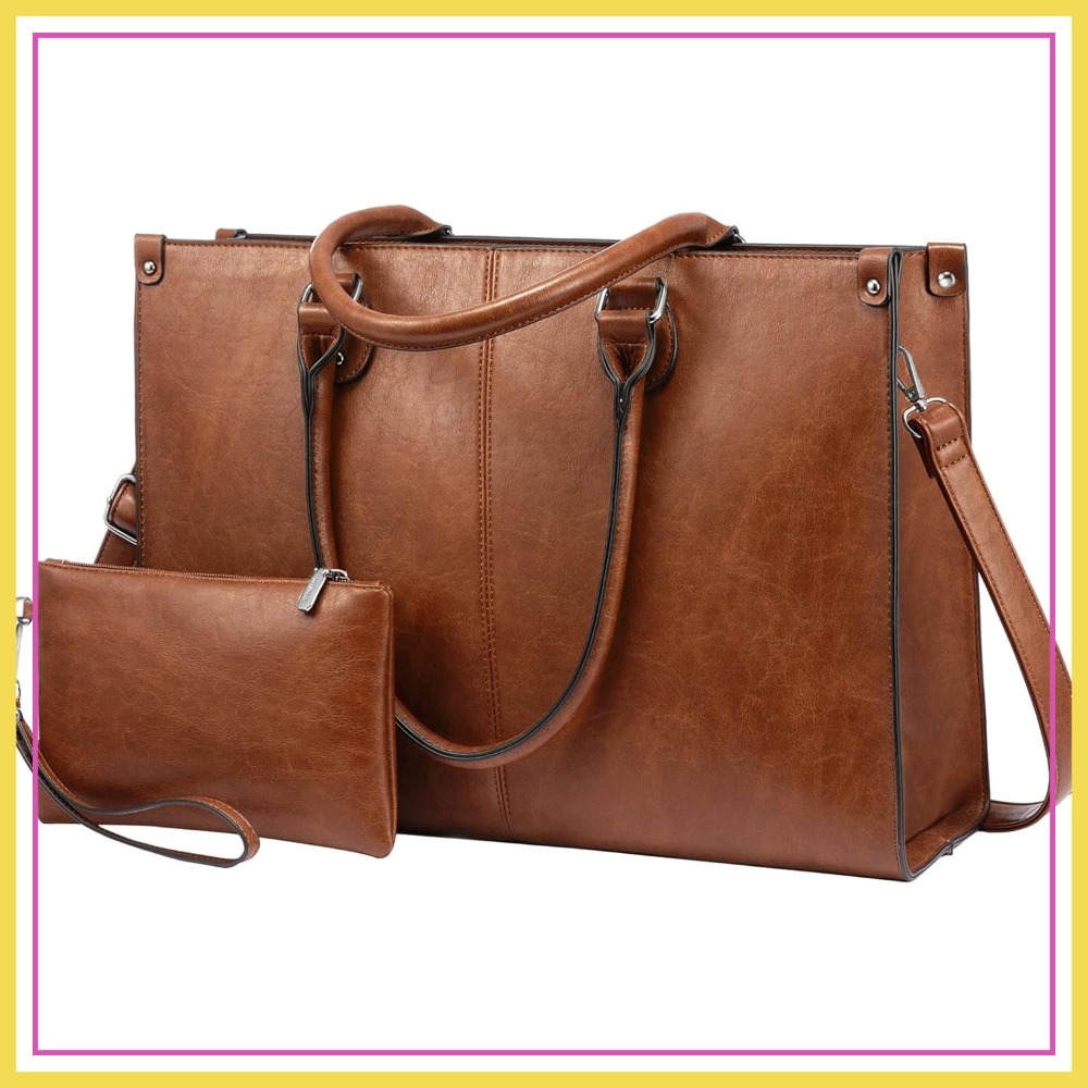 Leather Work Handbags - 17.3 Inch Laptop Tote Bag for
