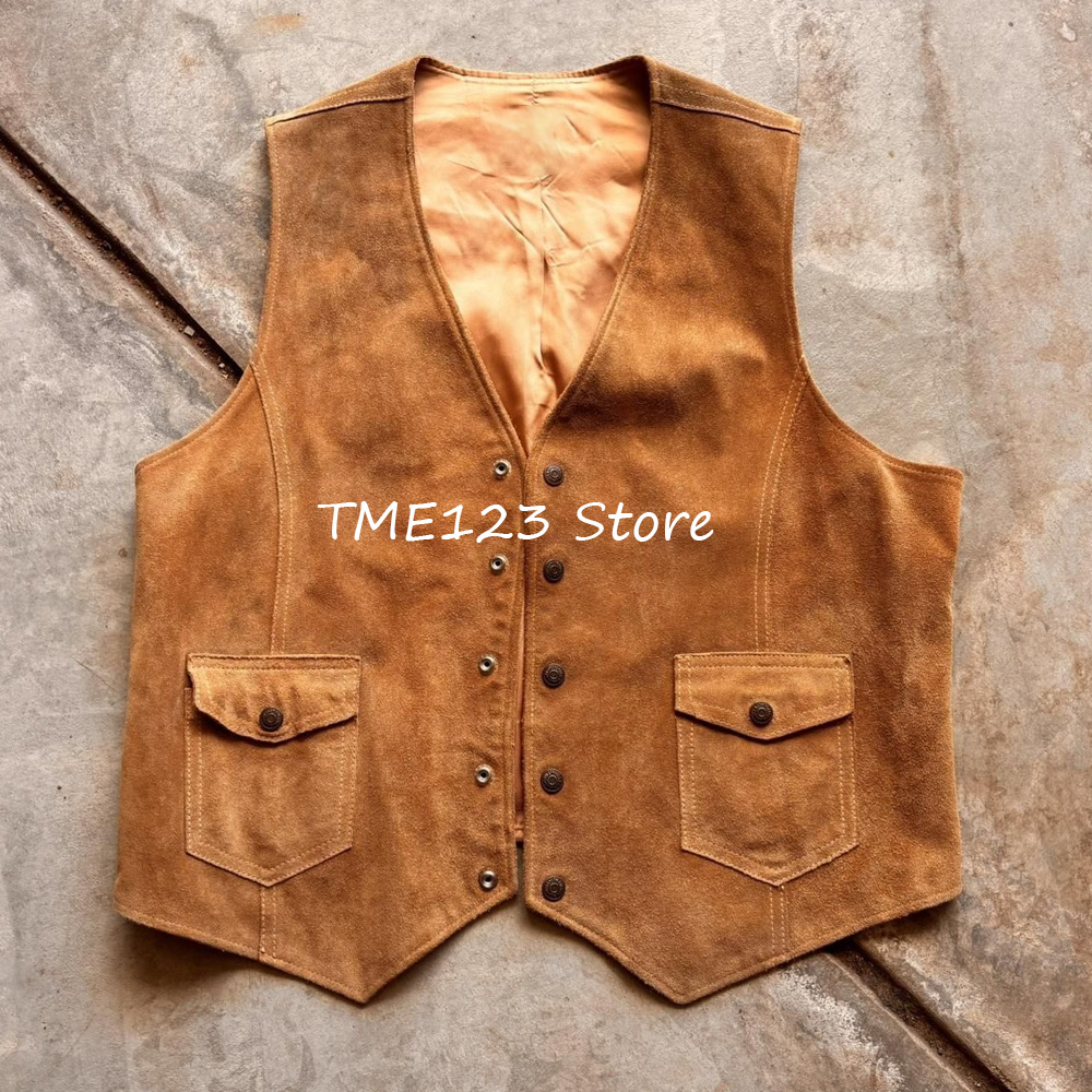 Leather Work Vest For Men - Suede Fashion Suit Men's Vest Suits