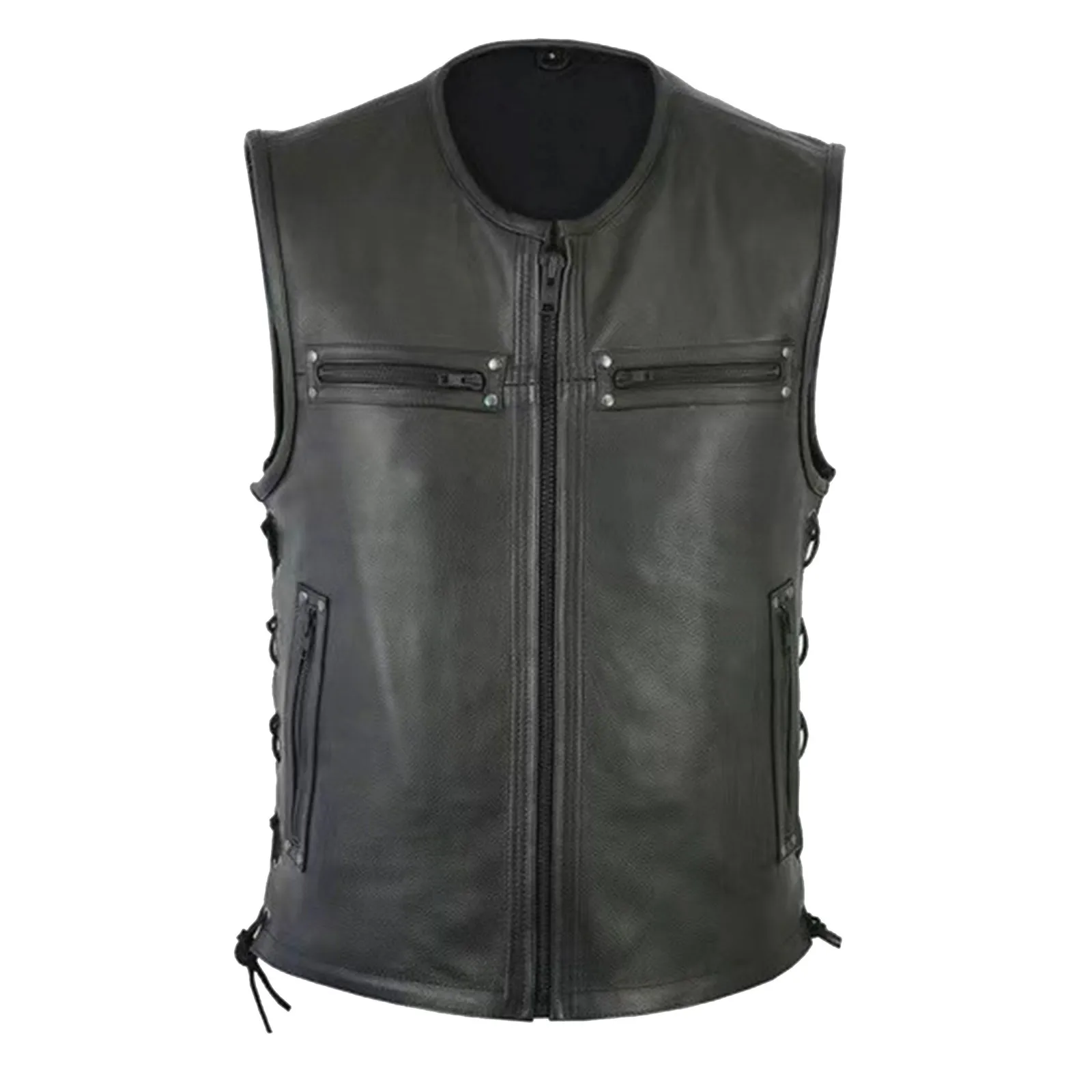 Men's Vest Motorcycle Fleet Pu - Leather Work Vest For Men review and price