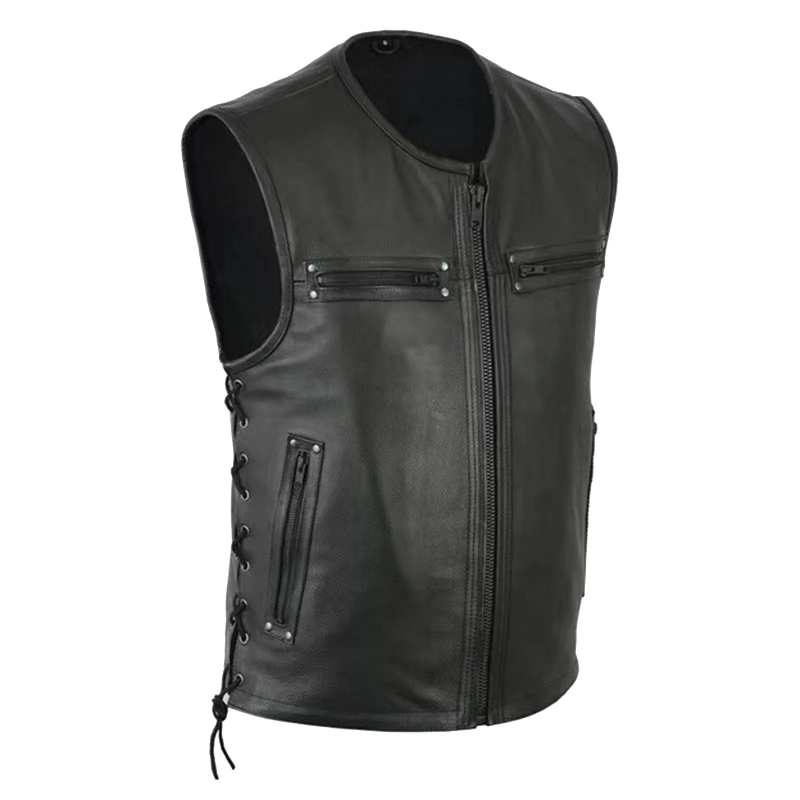 Men's Vest Motorcycle Fleet Pu - Leather Work Vest For Men review and price