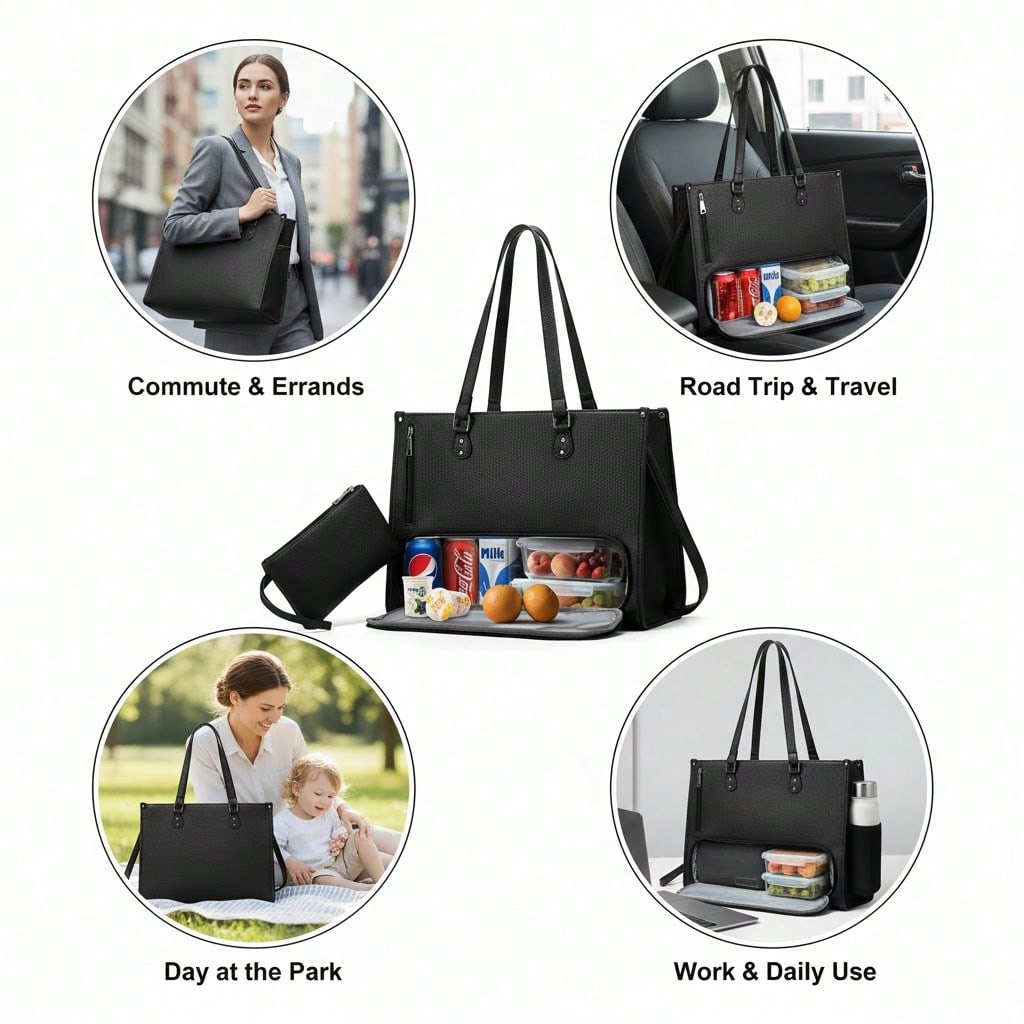 2-In-1 Women's Laptop Tote Bag - Leather Work Handbag review and price
