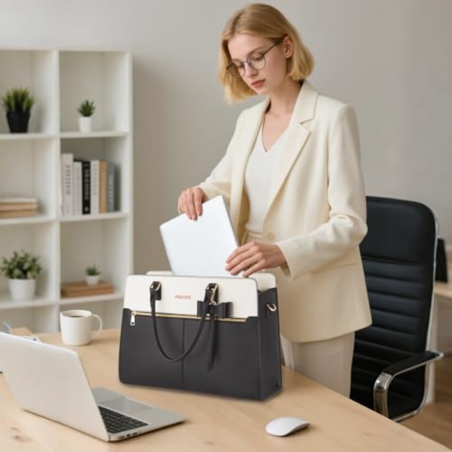 Laptop Tote Bag for Women, 15. - Leather Work Handbag review and price
