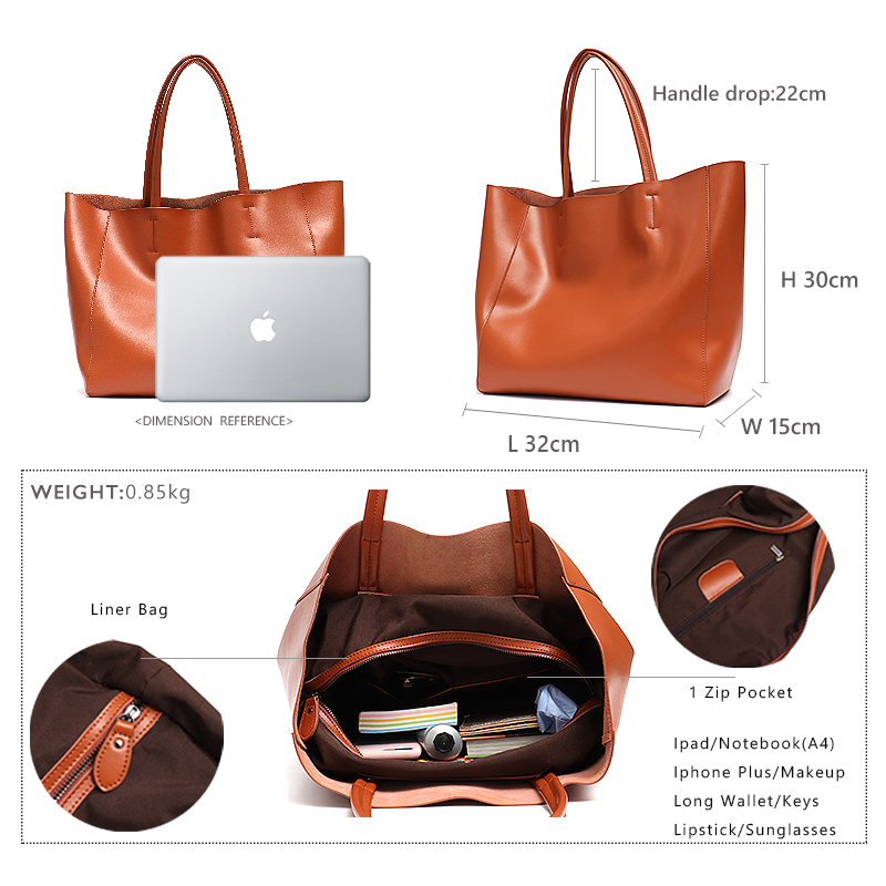 Minimalist Big Tote Bag Women  - Leather Work Handbag review and price