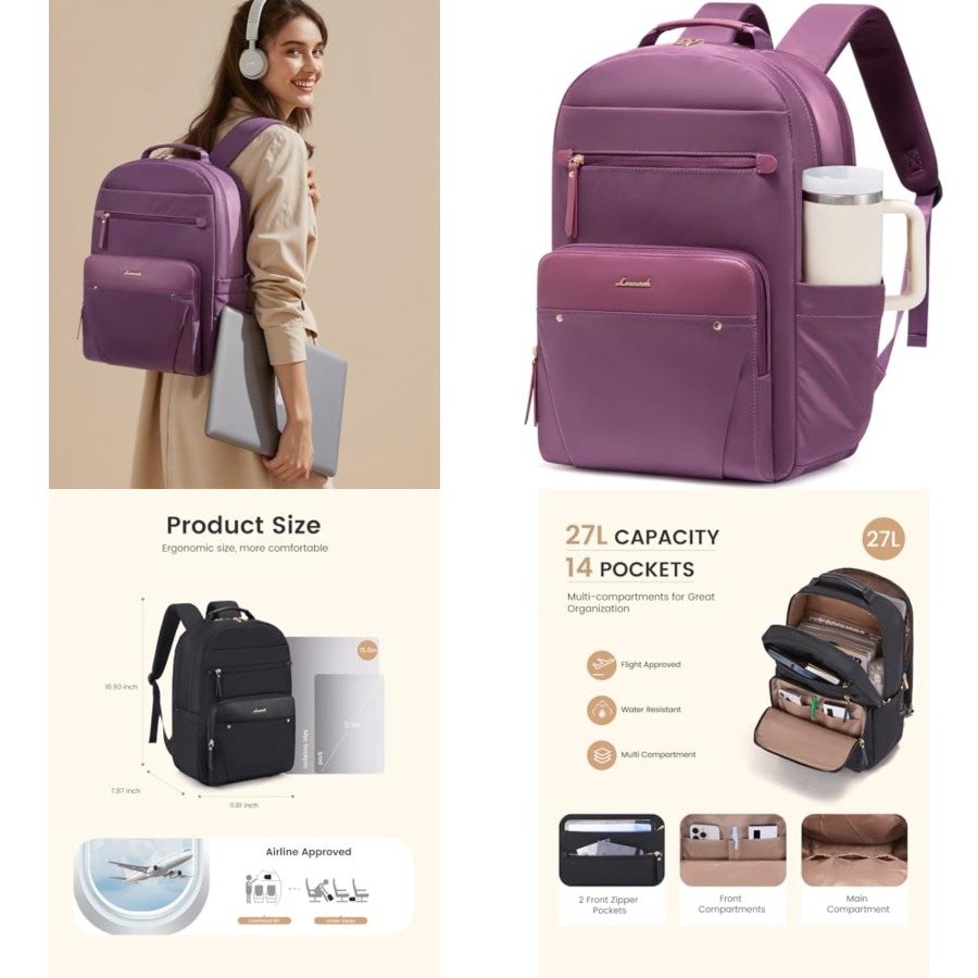 Laptop Backpack for Women with - Leatherwork Bag review and price