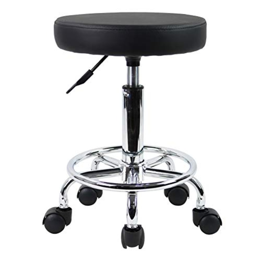 PU Leather Round Rolling Stool - Leatherwork Tattoo review and price