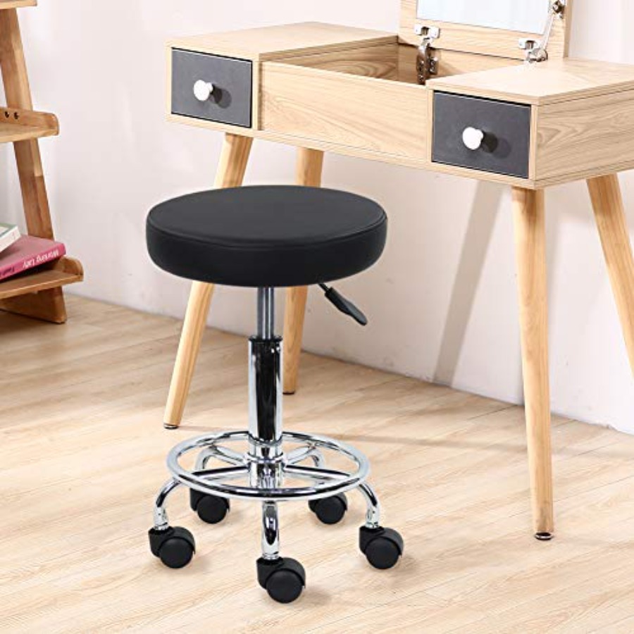PU Leather Round Rolling Stool - Leatherwork Tattoo review and price