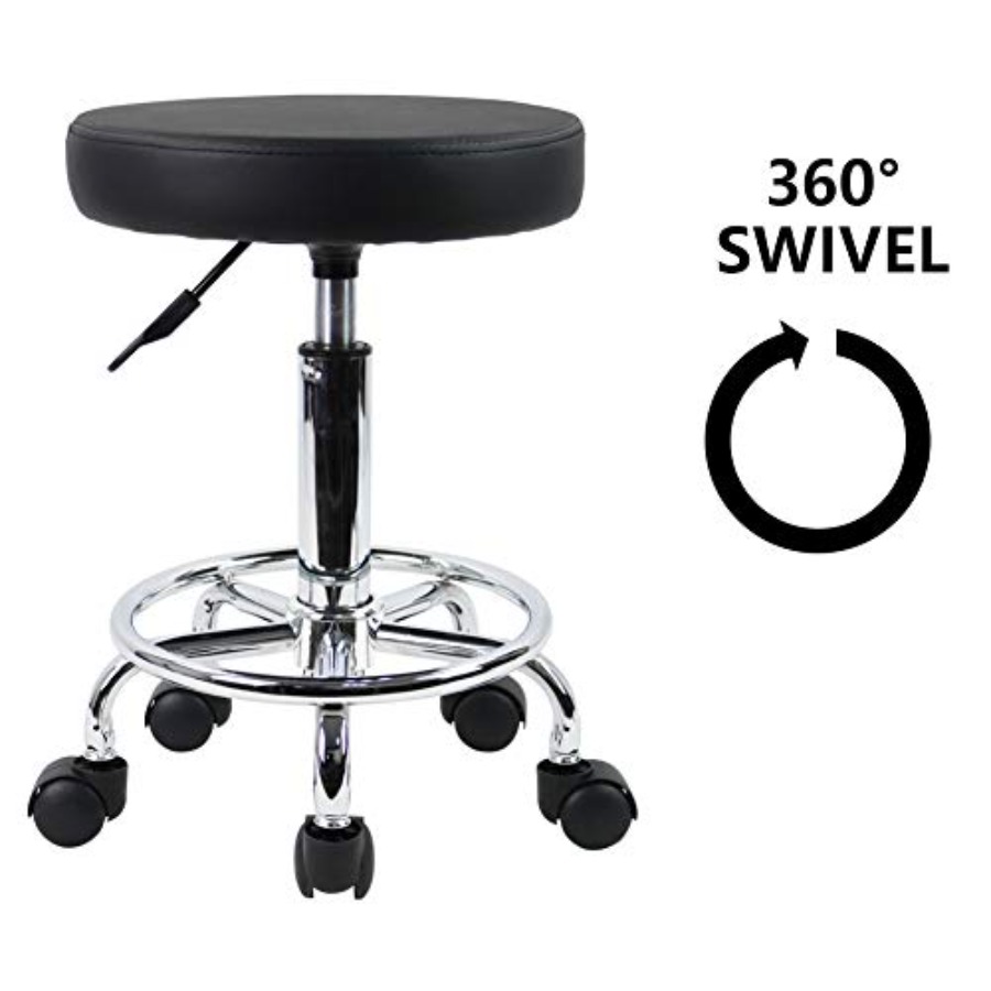 PU Leather Round Rolling Stool - Leatherwork Tattoo review and price