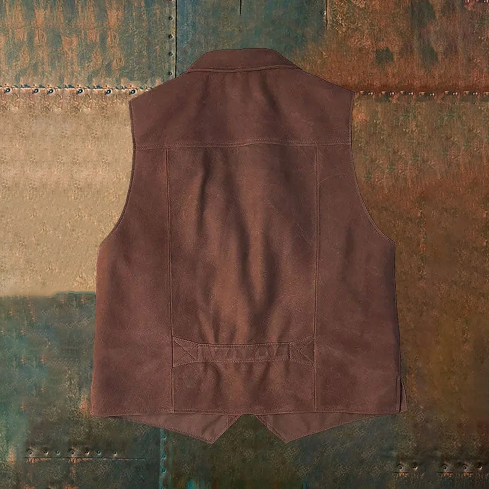 Gilet Men Single-breasted Vest - Leather Work Vest For Men review and price