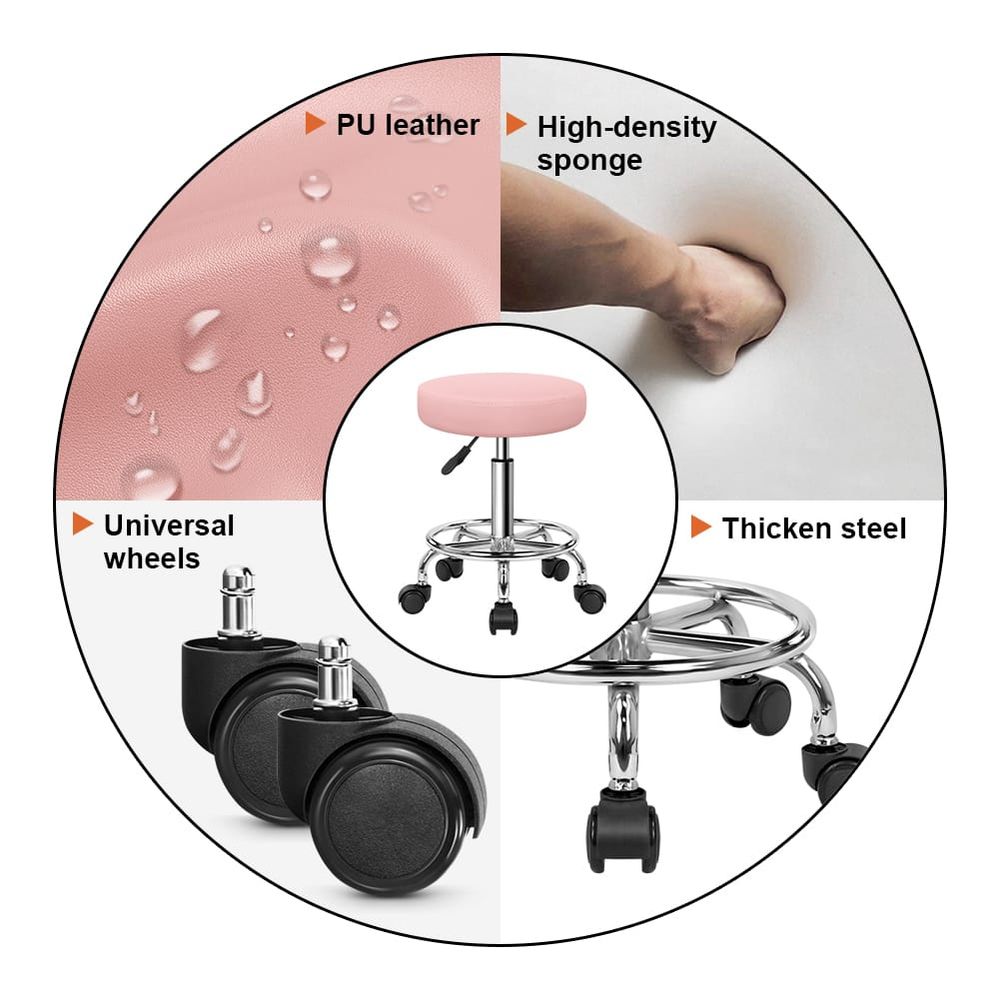 PU Leather Round Rolling Stool - Leatherwork Tattoo review and price