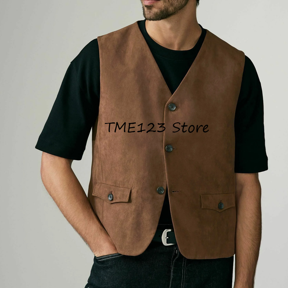 Mens Vest for Man Men's Suede  - Leather Work Vest For Men review and price