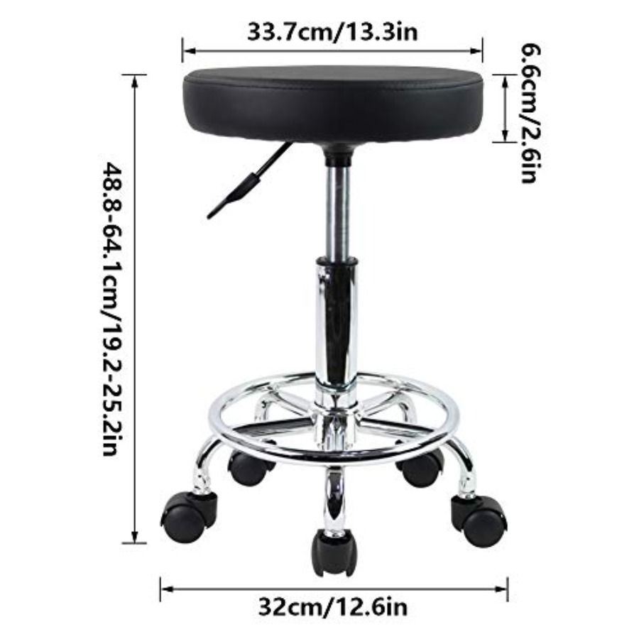 PU Leather Round Rolling Stool - Leatherwork Tattoo review and price