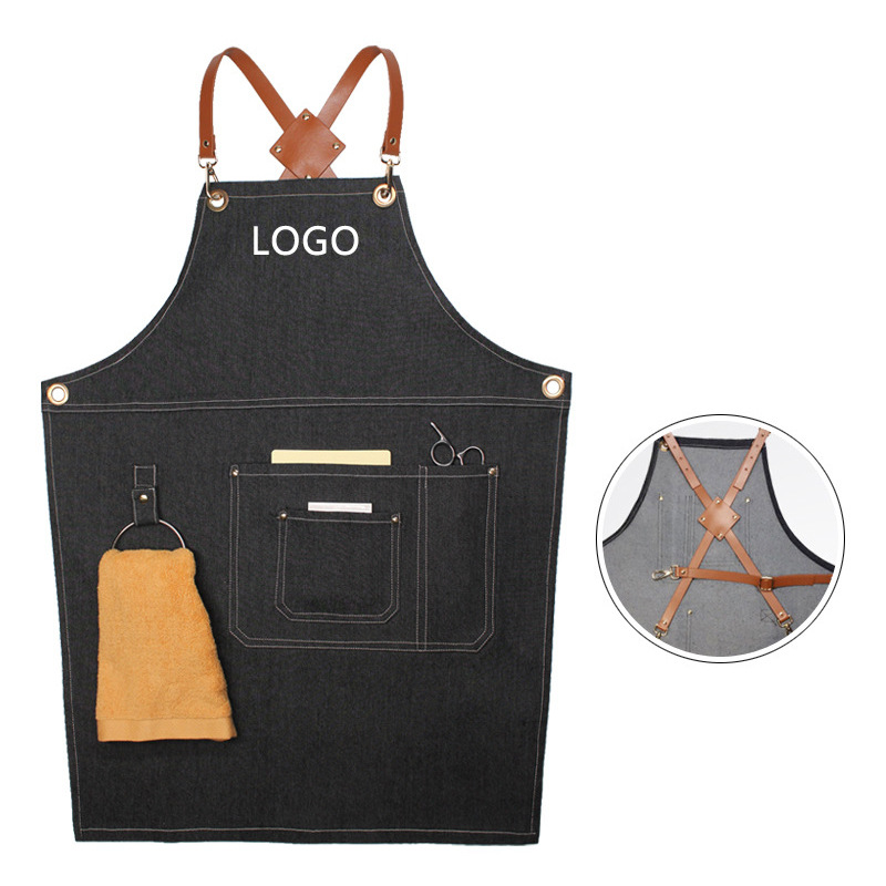 Floral PU Leather Straps Denim - Leatherwork Apron review and price