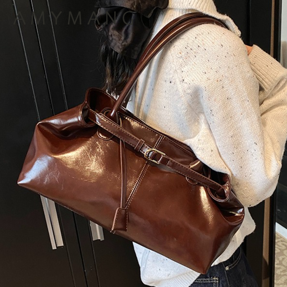 Winter Oil PU Leather Hobo Han - Leather Work Handbags review and price