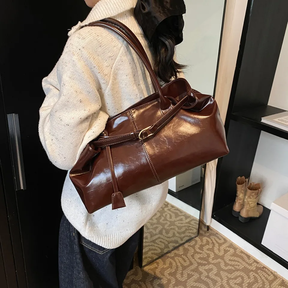 Winter Oil PU Leather Hobo Han - Leather Work Handbags review and price