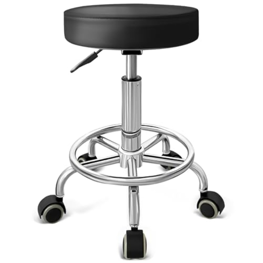 PU Leather Rolling Stool with  - Leatherwork Tattoo review and price