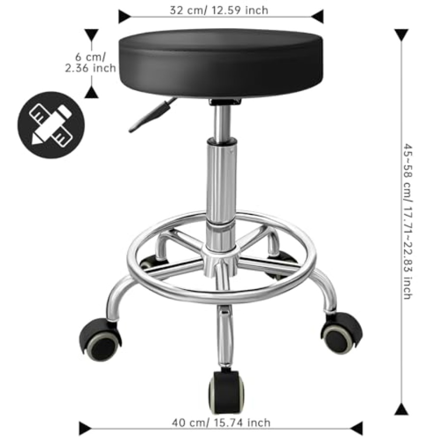 PU Leather Rolling Stool with  - Leatherwork Tattoo review and price