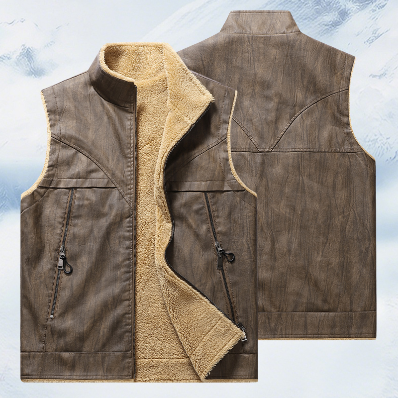 Winter Man Fleece Casual Sleev - Leather Work Vest For Men review and price