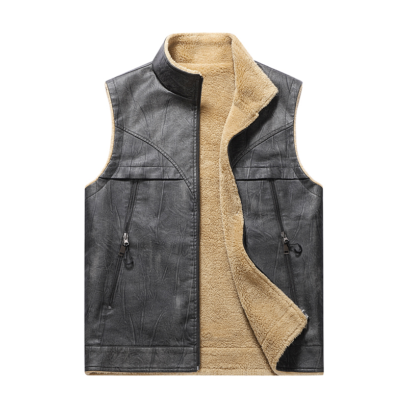 Winter Man Fleece Casual Sleev - Leather Work Vest For Men review and price