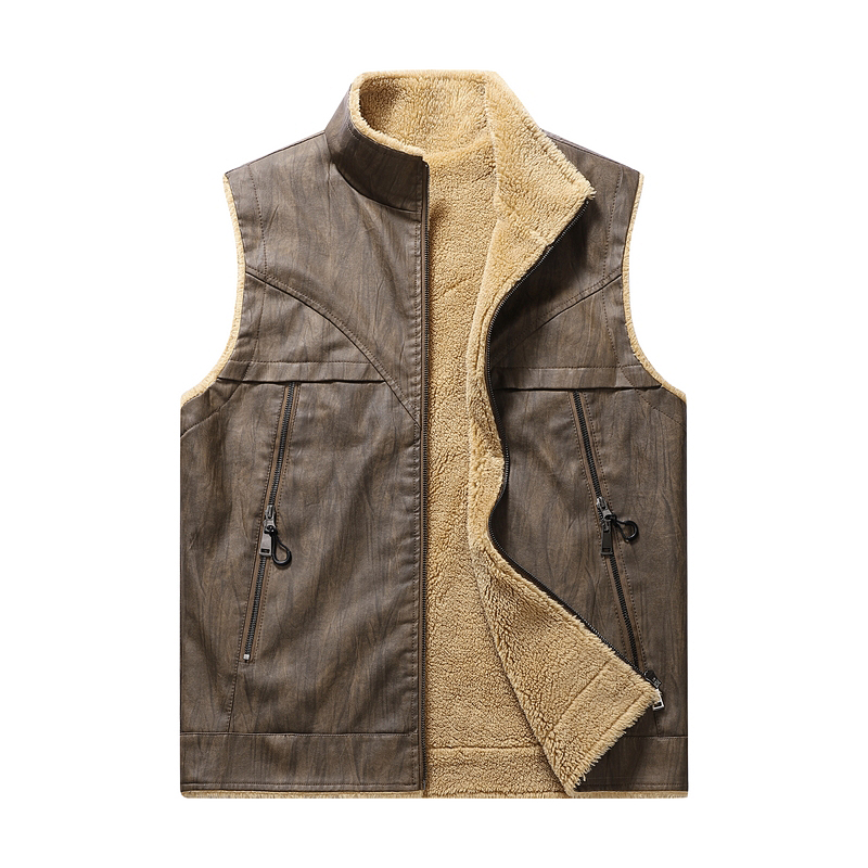 Winter Man Fleece Casual Sleev - Leather Work Vest For Men review and price