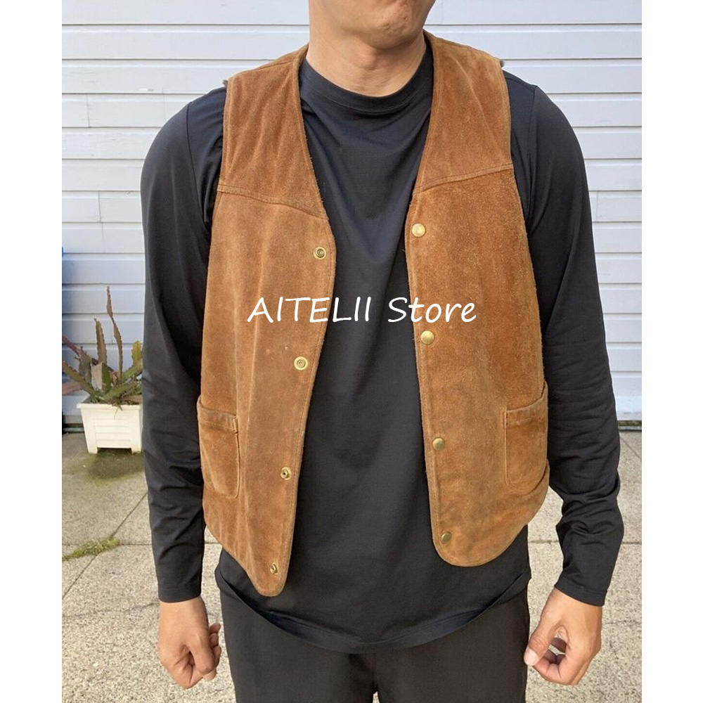 Gilet Men Suede Fabric Suits S - Leather Work Vest For Men review and price