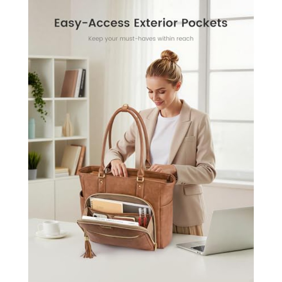 Laptop Tote Bag for Women With - Leatherwork Bag review and price