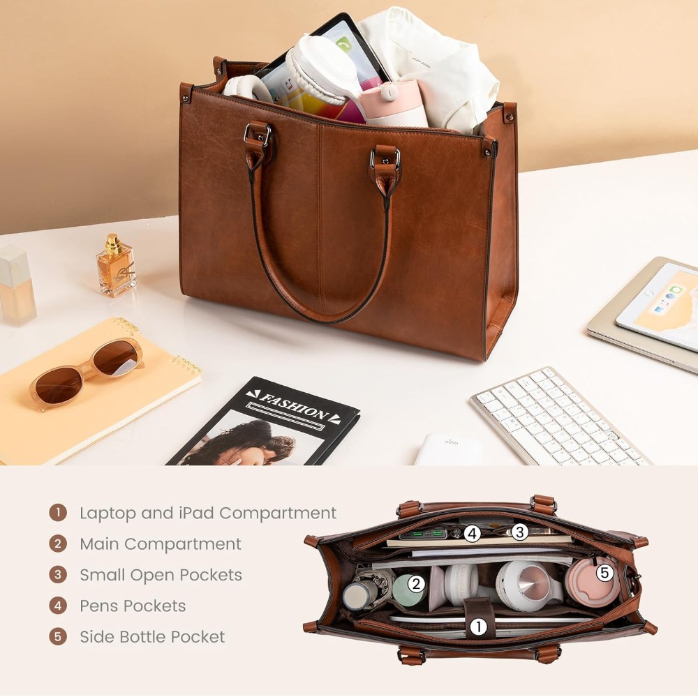 17.3 Inch Laptop Tote Bag for  - Leather Work Handbags review and price